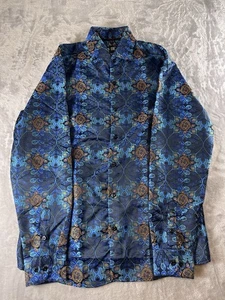 Hi-Tie Oberhemd Herren Mittelblau Jacquard Blumenmuster Party Feier Neu - Bild 1 von 8