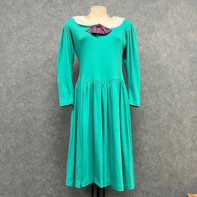 Vestido Vicky Vaughn Vintage Manga Larga Midi Cuello Peter Pan EE. UU. Talla 7/8 *Defecto Foto 1 de 4