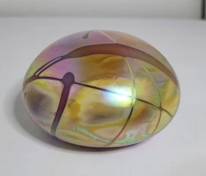 Levay Briefbeschwerer irisierendes Kunstglas mit Streifen Design - Bild 1 von 6