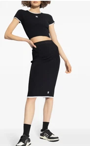 Amiri MA Quad Baby Tee Damen XXS schwarz Rippstrick Logo Crop T-Shirt Ringer Neu mit Etikett - Bild 1 von 10