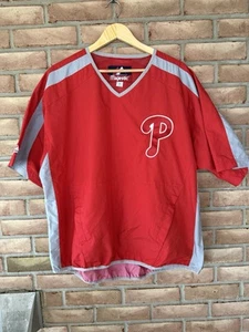 Phillies Red Majestic Wind Breaker Short Sleeve Pullover Size M MLB Pullover - Picture 1 of 10