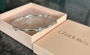 Charlotte’s Web Divinity Princess Bangle. Silver And Blue Topaz. - Picture 1 of 8
