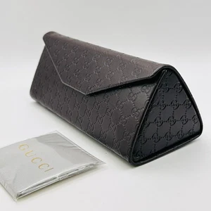 Gucci Brillenetui Etui Brillen braun Faltetui L Leder Logo NEU - Picture 1 of 8