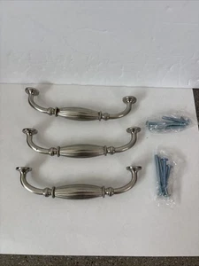 set of 3 silver 5.5 inch drawer pulls cabinet hardware - Picture 1 of 6