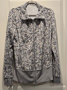 Lululemon Rise & Shine Jacket II Floral Silver Spoon Size 12 Full Zip EUC I - Picture 1 of 12