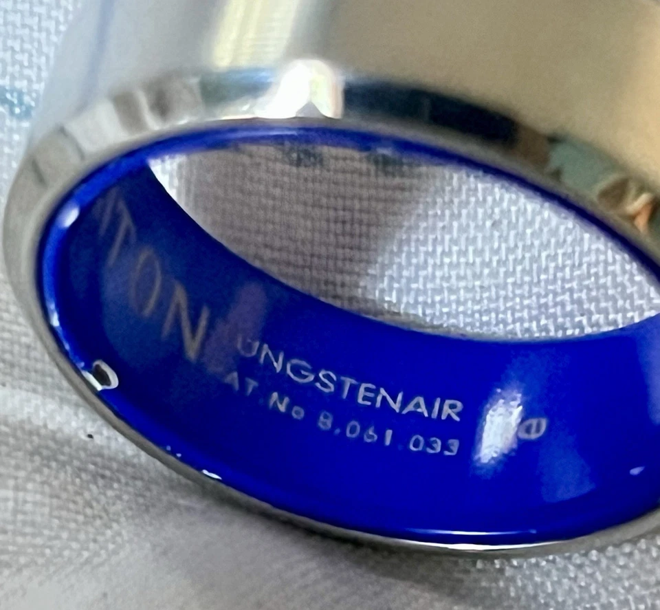 Tungsten Carbide Turquoise Inlay Ring Band Size 9 - Image 1 of 4