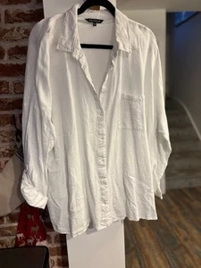 White Linen Blend Blouse by Peacocks Size 22 - Picture 1 of 1