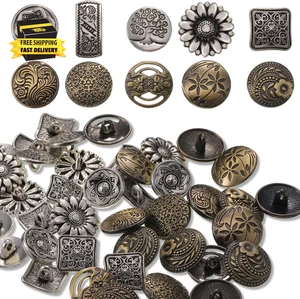Metal Buttons 80 Pcs Mixed Vintage Style Buttons Antique Silver and Bronze Color - Picture 1 of 8