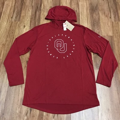 MENS M - NEW Nike Oklahoma Sooners Football Triblend Long Sleeve Hooded T-Shirt - Image 1 of 4