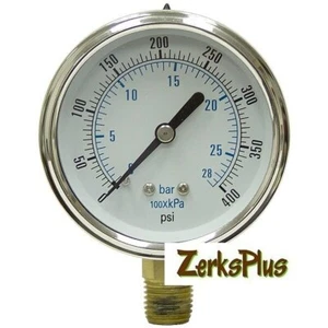 Manometro 400 PSI DRY 2-1/2" cassa in acciaio nero attacco inferiore - Foto 1 di 1
