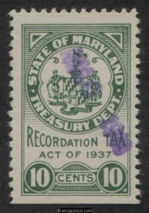 MARYLAND Documentary Revenue MD D1 used, VF s/e - Picture 1 of 1