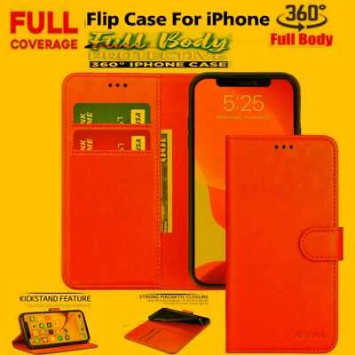 Leather Book Cover Wallet Flip Phone Case For iPhone 14 13 12 11  XR XS Pro Max - Image 1 of 4