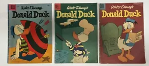 1950s 1956 1957 1959 Lot Of 3 DELL Walt Disney’s DONALD DUCK Comic Books 10¢ - Picture 1 of 5
