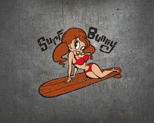 Surf Bunny Aufkleber - Sticker Surfboard Oldschool Hot Rod Skate Wave Pin Up USA - Bild 1 von 1