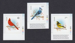 CARDINAL, BLUE JAY, GROSBEAK = CHRISTMAS BIRDS = set with COLOUR ID. Canada 2022 - Picture 1 of 1