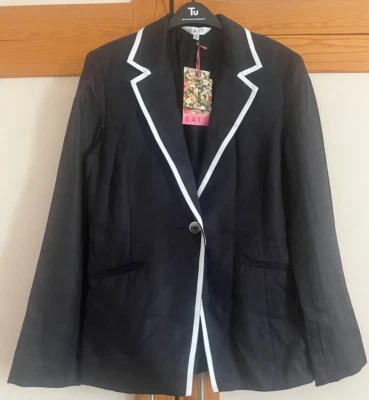 East Women's Black Linen Blazer Size UK 12 - Image 1 of 4