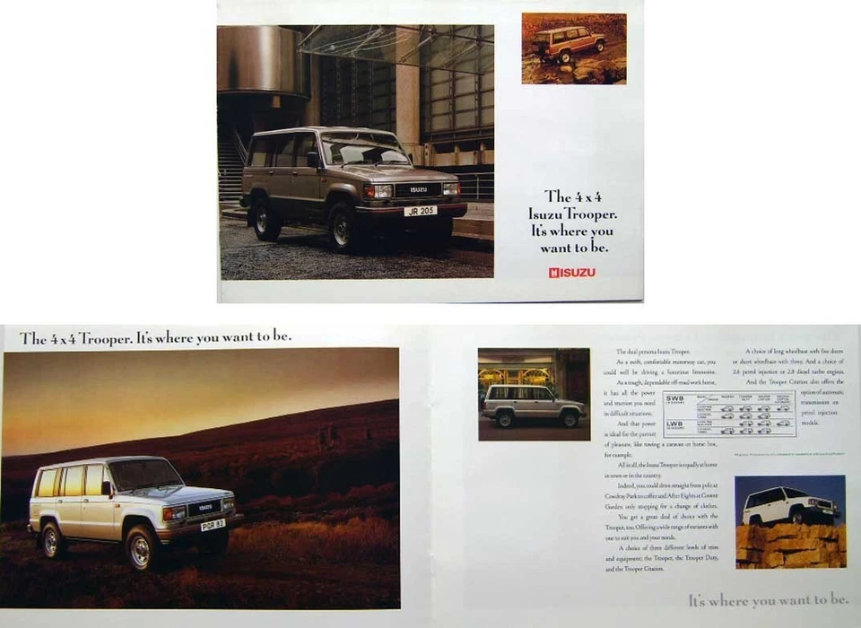 Isuzu Trooper 4x4 circa 1990 Original UK Sales Brochure - Image 1 of 1