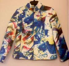 NWOT Kaktus Woman Sz Med Jacket Abstract Art Design Unique Zip Front Multi Color