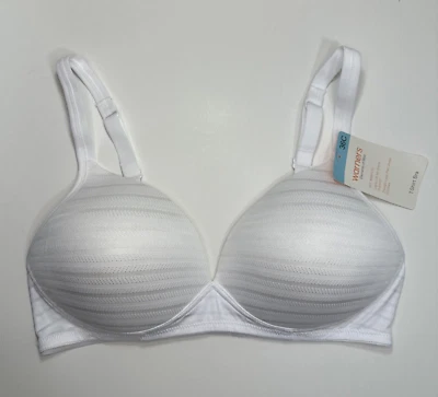 Warner's Bra Wirefree Lift Jacquard Striped Textured Contour T-Shirt RN1101R 36C - Image 1 of 4