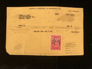 U.S: #R381 W/DATED HANDSTAMP NICE SOLO USE ON 1943 CASH VOUCHER - Picture 1 of 3