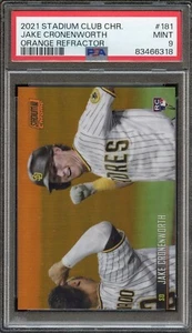 PSA 9 2021 STADIUM CLUB CHROME ORANGE REFRACTOR #181 JAKE CRONENWORTH RC LOGO/25 - Picture 1 of 2