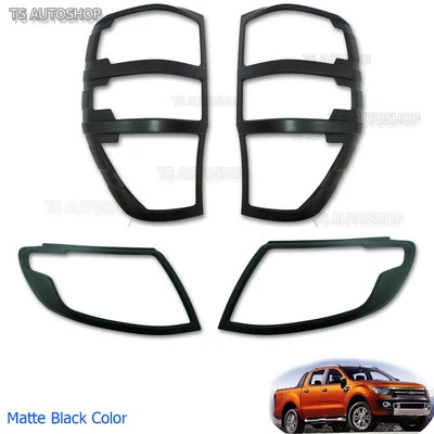 Juego de cubierta de lámpara trasera negra mate Fit Ford Ranger T6 Wildtrak 2012 2013 2014 Foto 1 de 4