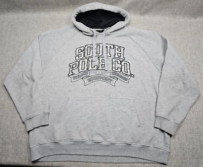 Толстовка с капюшоном мужская South Pole 2XL XXL серая вышитая большой логотип Y2K гранж уличная одежда - Изображение 1 из 4