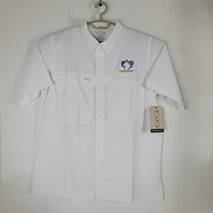 GameGuard Microfiber UPF 30 Shirt Mens Sz L White Blue Marlin Button Vented New - Picture 1 of 8