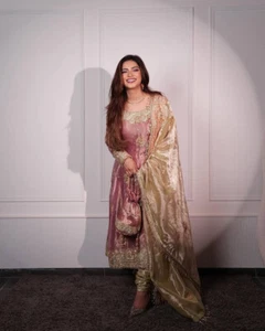 PINK ANARKALI WEDDING PARTY WEAR GOWN DESIGNER INDIAN BOLLYWOOD DRESS ANARKALI - Picture 1 of 4