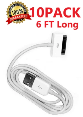 10X 30 pin 6FT USB Charging Data/Sync Cable Cord for Apple iphone 3G 4S 3GS iPad - Image 1 of 3