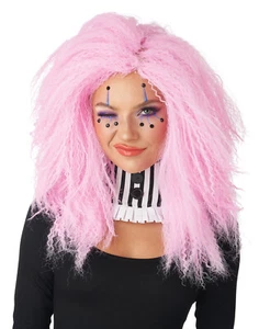 PUNK ROCK CLOWN CRIMPED N KOOKY WIG- PINK - Picture 1 of 1