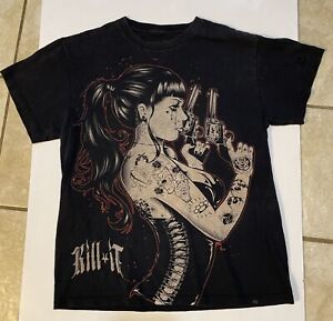 Kill-It - Tattooed Girl Holding Pistols - Black Shirt - Medium