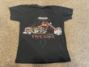 Vintage Y2K American Chopper Fire Bike schwarz 2003 Biker Grafik T-Shirt Medium - Bild 1 von 7