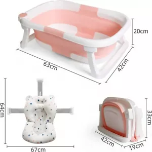 Baby Bathtub Large Foldable Insulated Bathtub Set Sitting and Lying Down - Picture 1 of 29