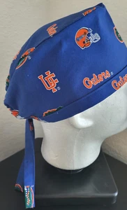 Cotton scrub hat cap Florida Gators | tie back w/adjustable elastic. BLUE - Picture 1 of 3