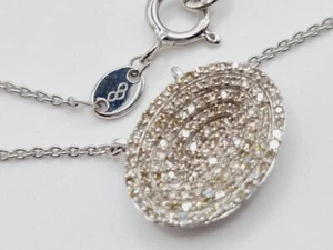Links of London Diamond Necklace Pave Concave Oval sterling silver NEW - Picture 1 of 18