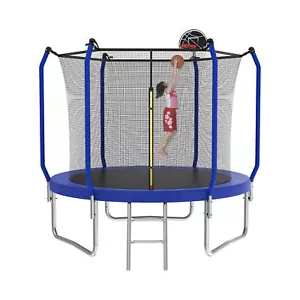 10FT Trampoline with Basketball Hoop Enclosure Net Outdoor Backyard Kids Adults - Picture 1 of 9