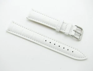Cinturino orologio bianco imbottito in vera pelle di qualità 18 mm - misura regolare - Foto 1 di 3
