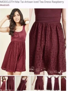 MODCLOTH Mai Tai Artisan Iced Tea Dress In Raspberry Red, Size Small - Picture 1 of 7