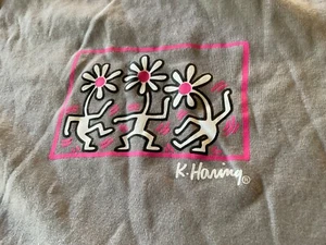 Cotton On Keith Haring grey crop Graphic Short Sleeve Tee T-shirt Women’s Size M - Picture 1 of 7