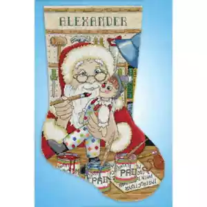Design Works Kreuzstich Stickpackung "Weihnachtsstrumpf Werkstatt des Weihnachts - Bild 1 von 1