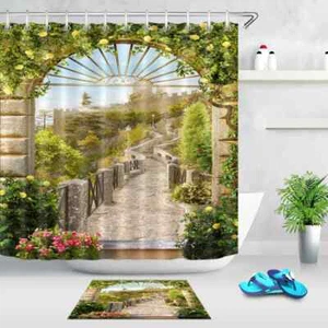 Revestimiento de cortina de ducha de poliéster impermeable para baño Garden Palace resistente al agua - Imagen 1 de 8