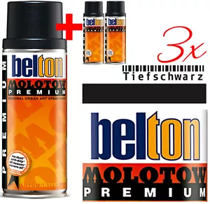 3x 400ml MOLOTOW BELTON PREMIUM FARBE LACKSPRAY SPRÜHDOSE 327080 SCHWARZ BLACK - Bild 1 von 1