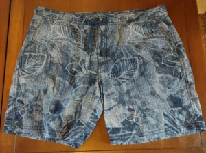 Costume da bagno Cubavera uomo XXL blu scuro floreale foglie di palma pantaloncino cotone - Foto 1 di 13
