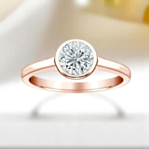 0,30 Cts F/VS1 Runder Brillant GIA-zertifiziert Diamant Solitär Ring 18K Rotgold - Bild 1 von 3