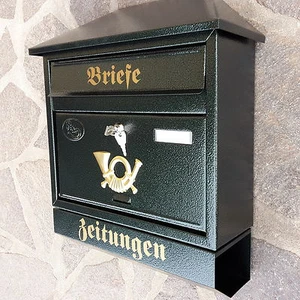 Großer Briefkasten Postkasten Grün+Zeitungsrolle Nostalgie Zeitungsfach Mailbox - Bild 1 von 4