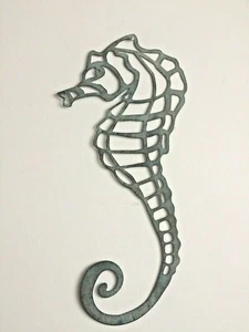 Rustic Blue Seahorse Metal Nautical Wall Décor 21 1/4 Inches Wall Decor - Picture 1 of 5