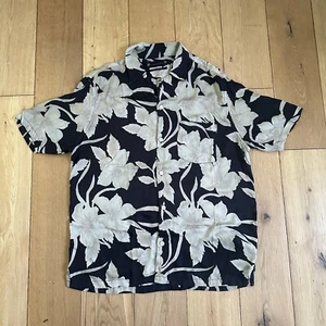 Camisa All Saints Giardino Para Hombre Mediana Negra Estampado Floral Manga Corta Viscosa - Imagen 1 de 9