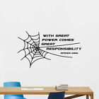 With Great Power Comes Great Responsibility Wall Decal Vinyl Sticker Spider 1464