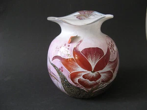 Freiherr von Poschinger Vase, signiert: Brunner, Glasmalerei, Insekten Blumen - Bild 1 von 10